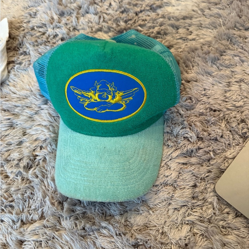 Green Trucker Hat with Embroidered Patch